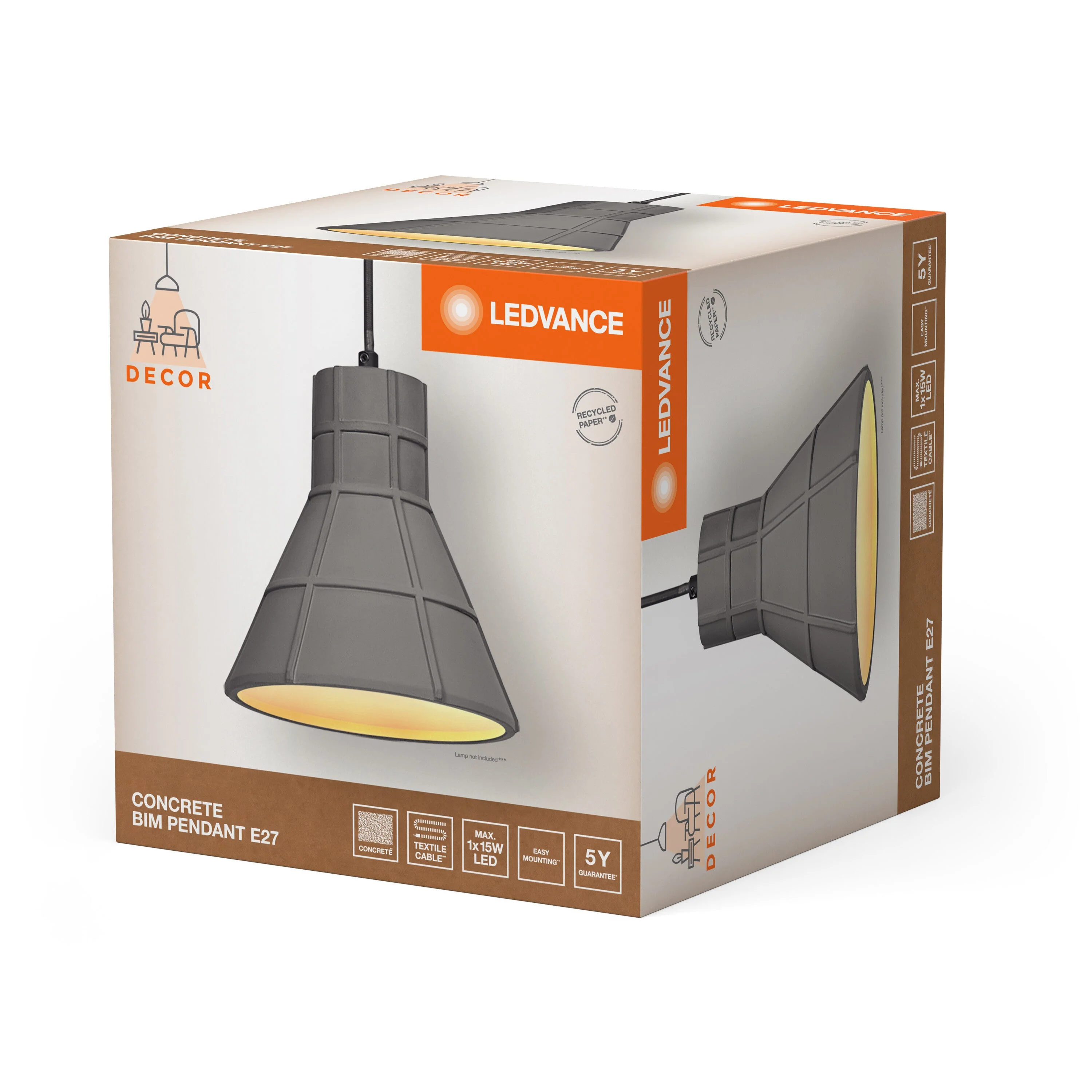 Lampada a sospensione LEDVANCE DECOR Concrete, E27, 200 mm - Image 6