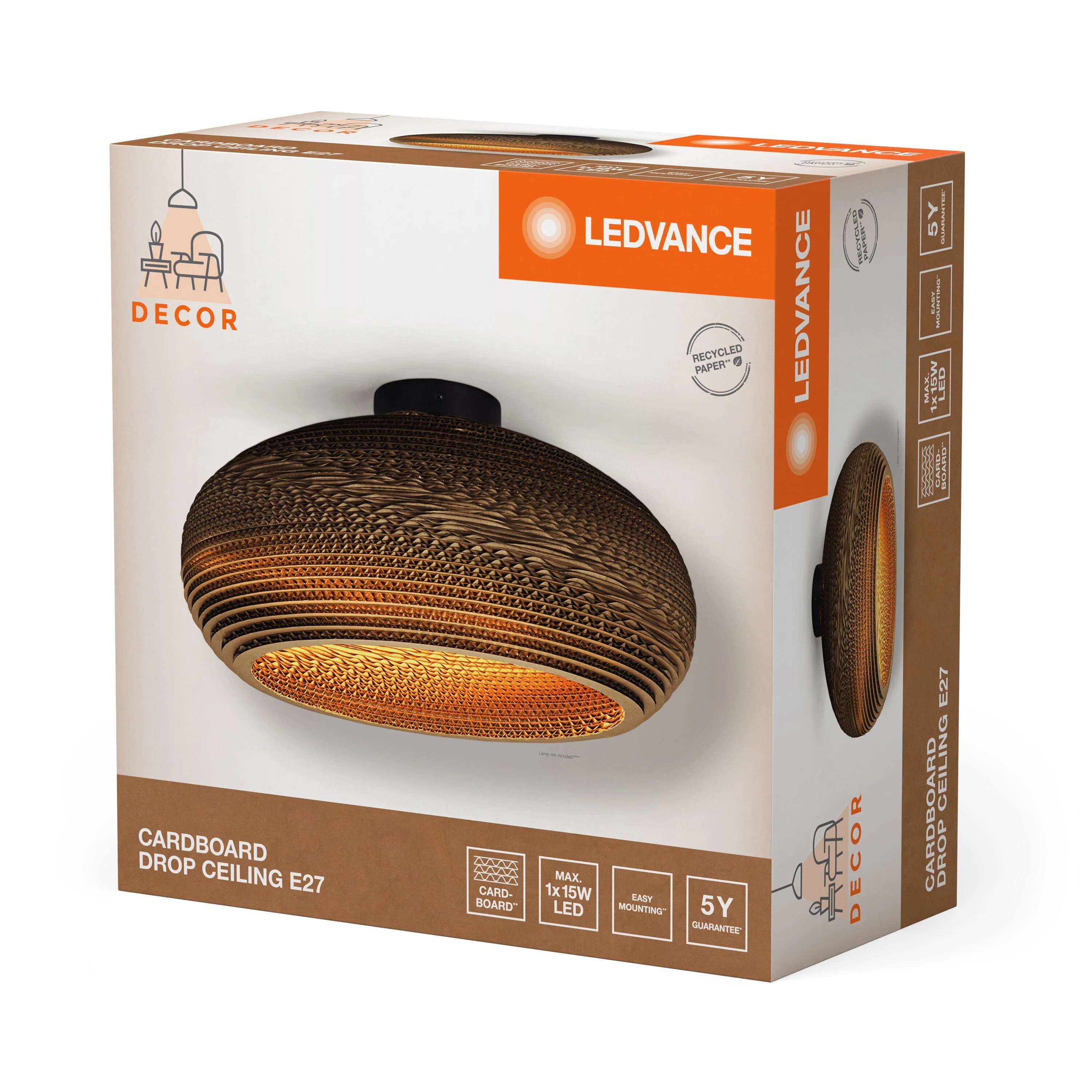 Plafoniera LEDVANCE DECOR Decor Cardboard Drop marrone, E27 - Image 4