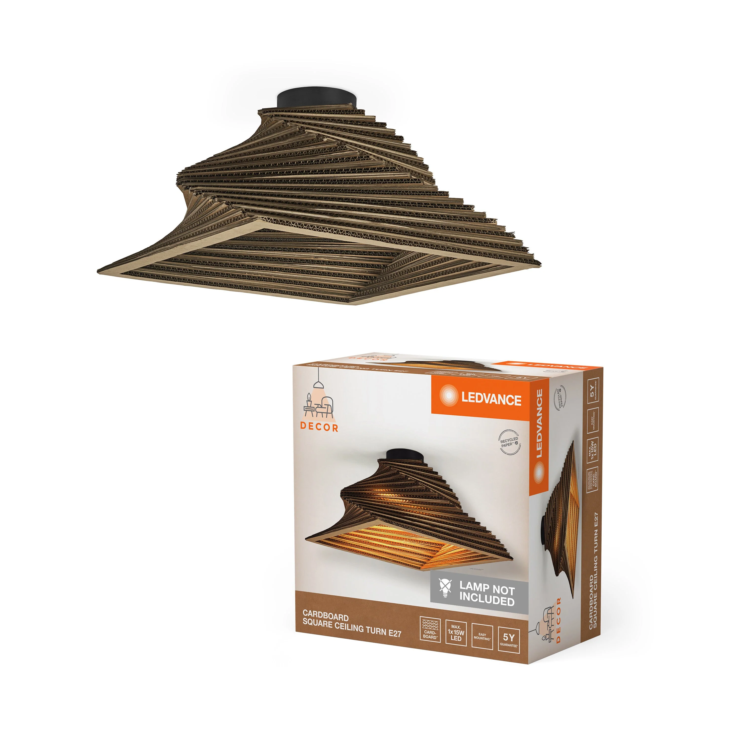 Plafoniera LEDVANCE DECOR Decor Cardboard Square Diventa marrone - Image 2