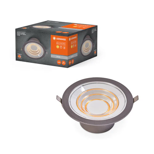 LEDVANCE DECOR FIL DL RIPPLE Downlight, Ø 166mm, argento, 9W, 850lm
