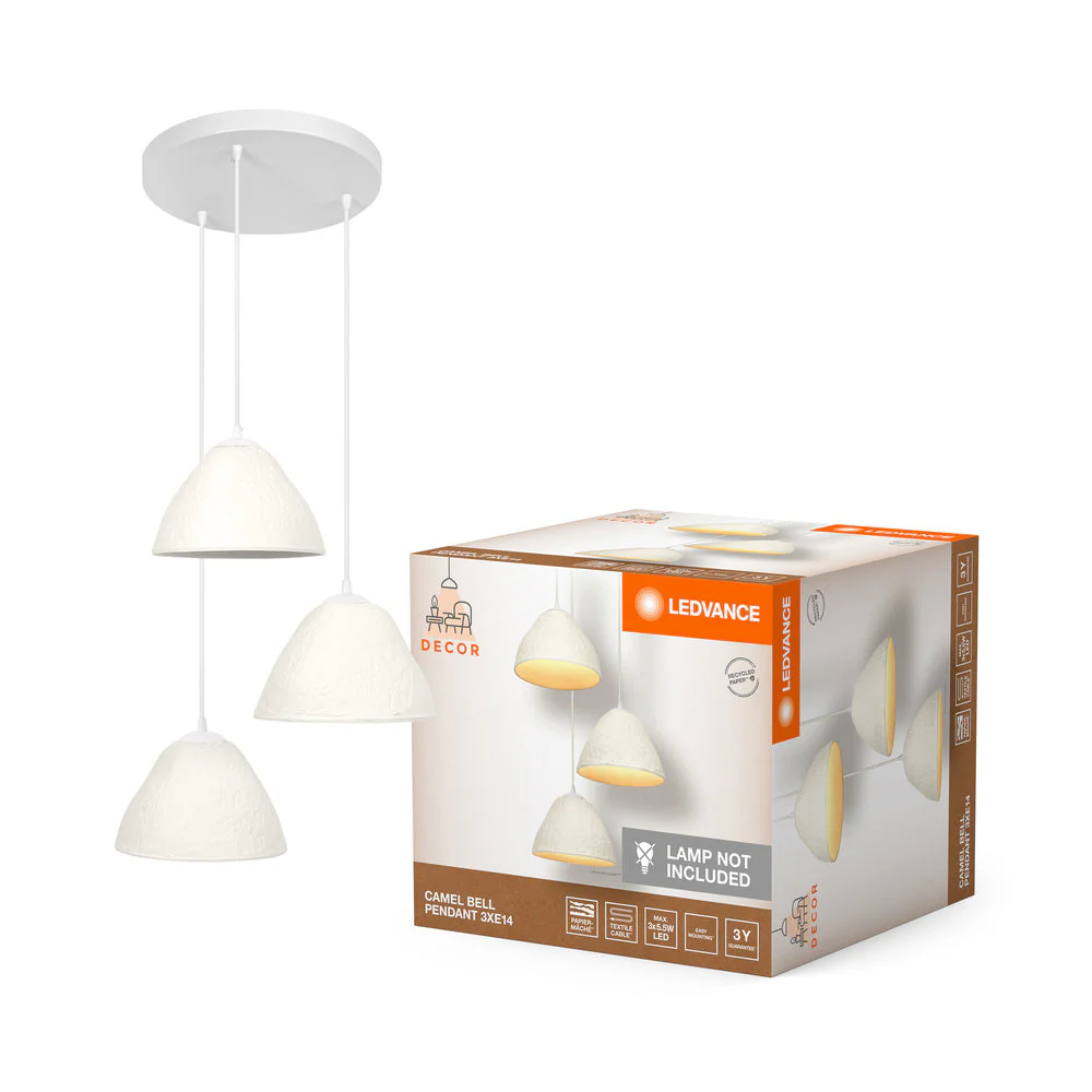 Lampada a sospensione LEDVANCE DECOR a 3 luci Decor Camel Bell bianca, E14 - Image 2