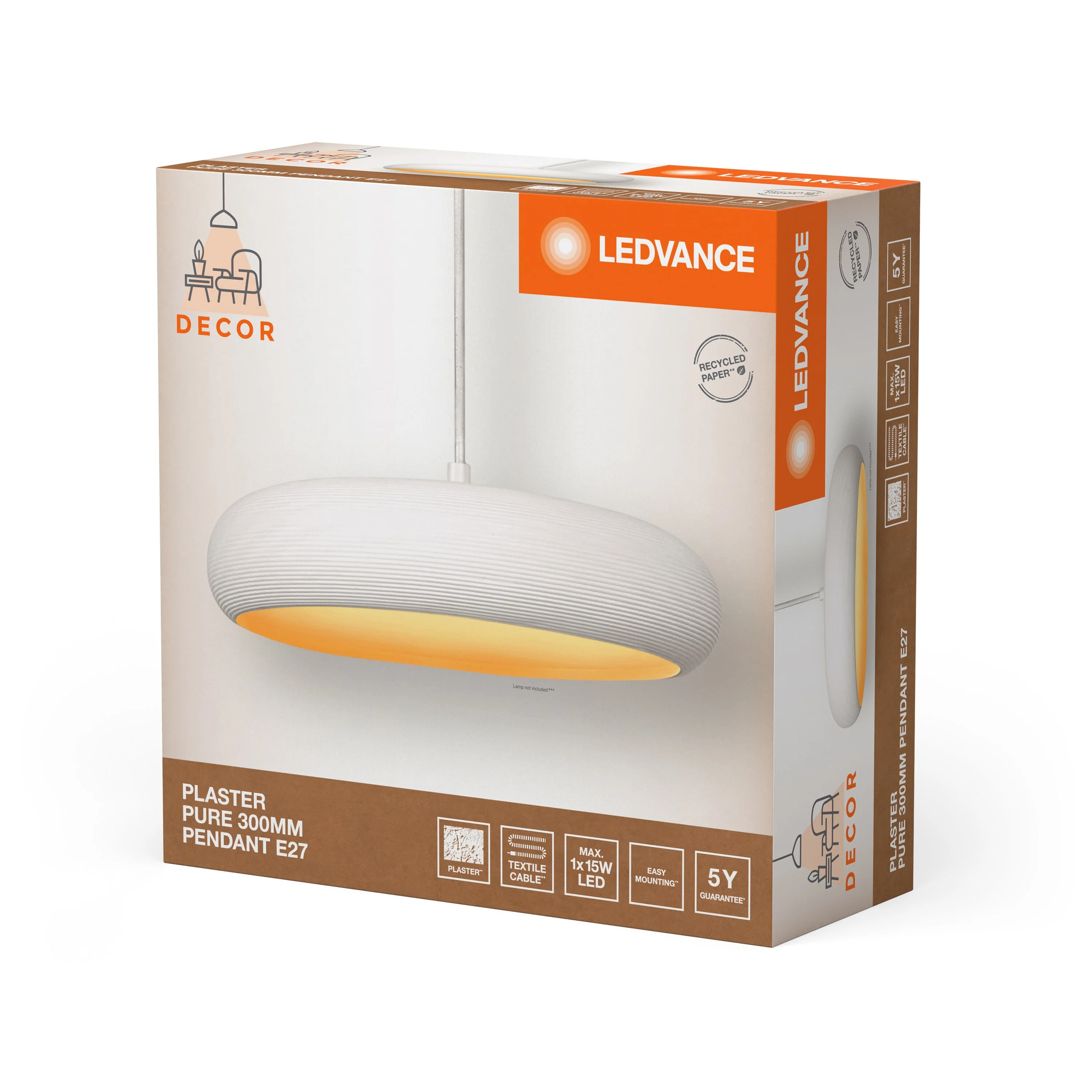 LEDVANCE DECOR Lampada a sospensione in gesso, E27, 298 mm - Image 4