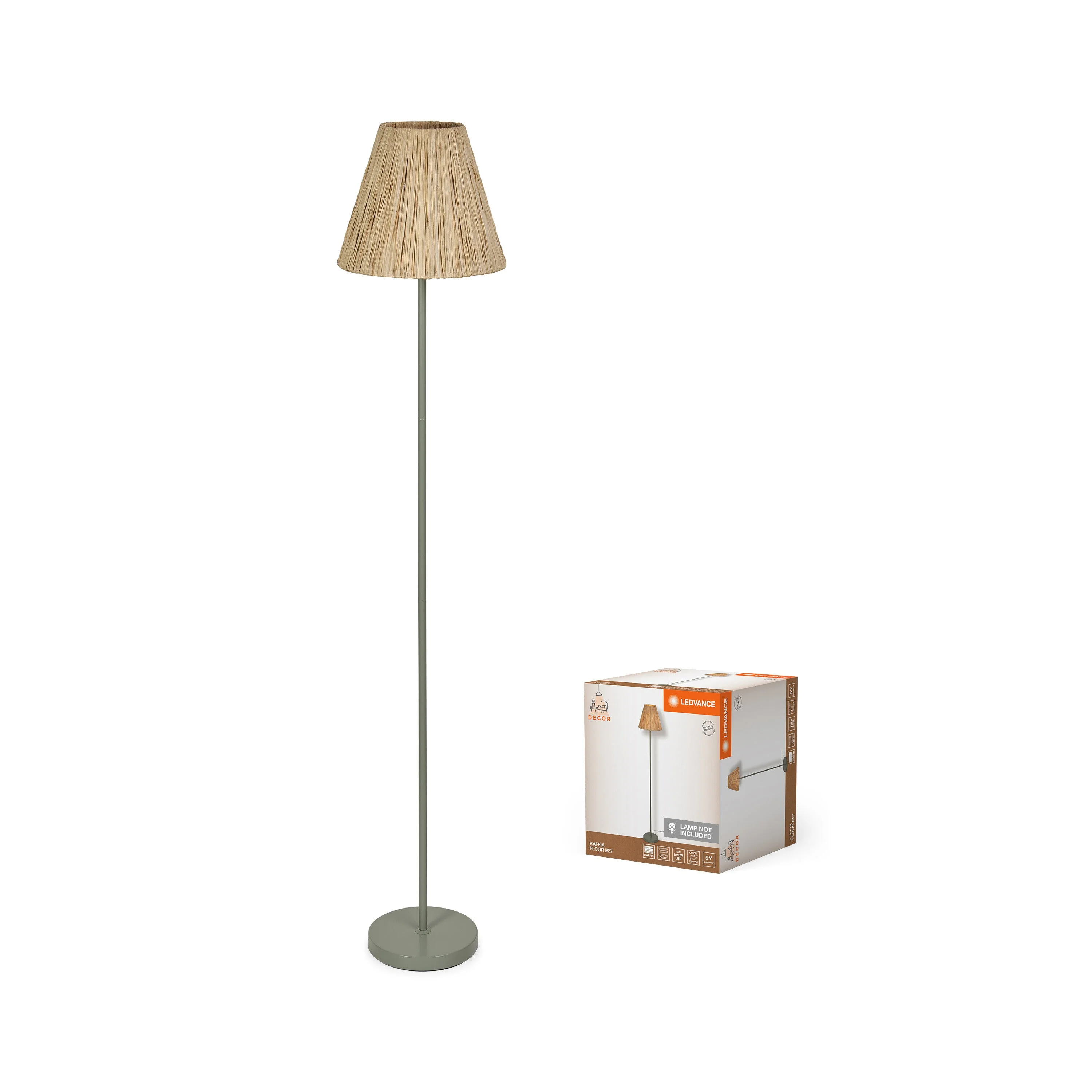 LEDVANCE DECOR Lampada da terra Decor Raffia verde-marrone, E27, 300 mm - Image 2