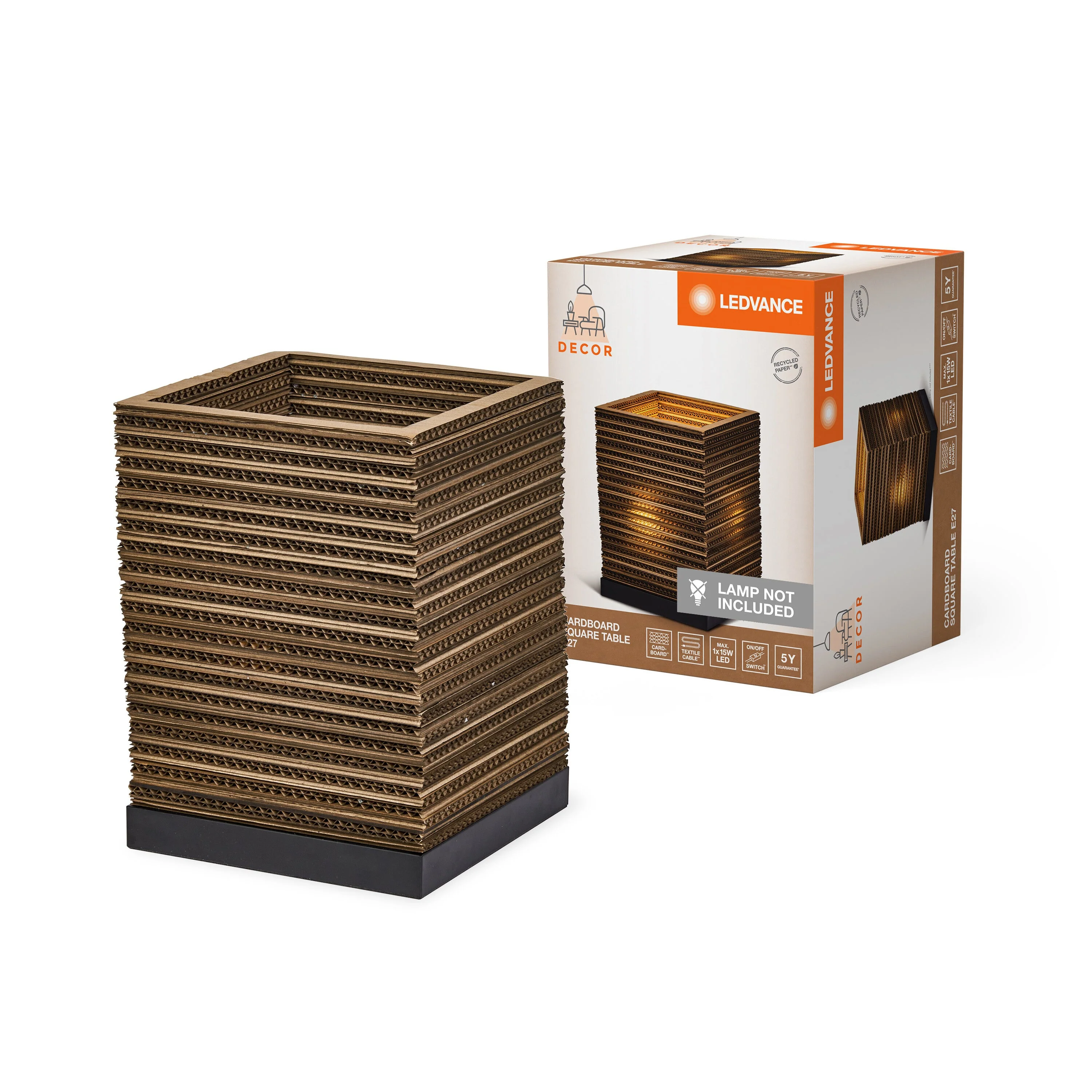 Lampada da tavolo LEDVANCE DECOR Decor Cardboard Quadrata marrone, E27 - Image 2