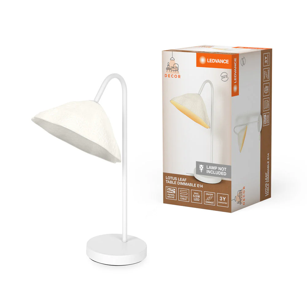 Lampada da tavolo LEDVANCE DECOR Decor Lotus Leaf bianca, E14, dimmerabile - Image 2