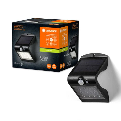LEDVANCE ENDURA Faro a LED con sensore solare, nero, 1,5W, 200lm