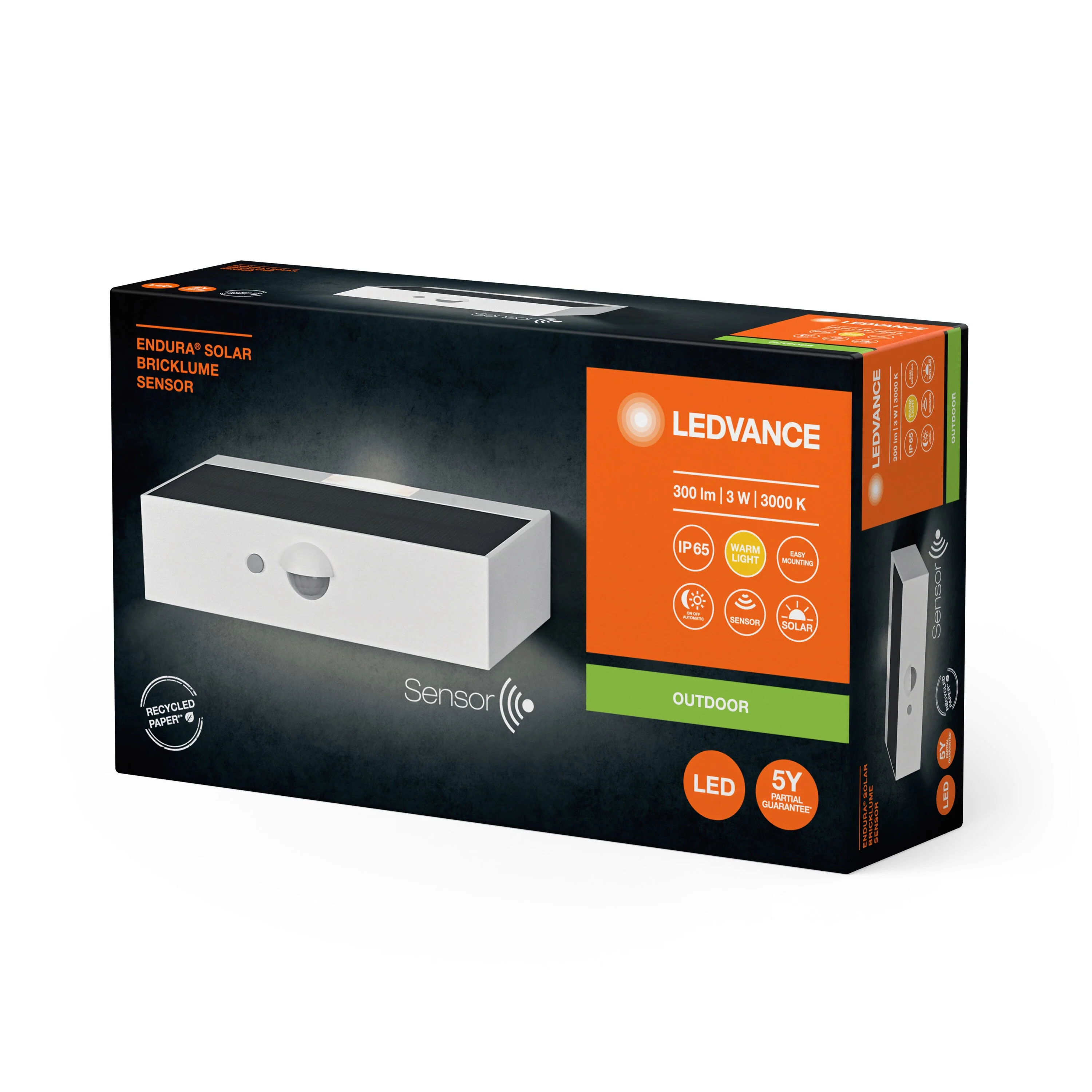 Lampada da parete solare LEDVANCE ENDURA STYLE BRICKLUME, 3W, bianca - Image 3