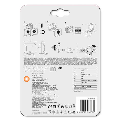 LEDVANCE NIGHTLUX® Luce notturna a batteria LED per corridoio con sensore 0,3W / 4000K Bianco freddo - Image 4