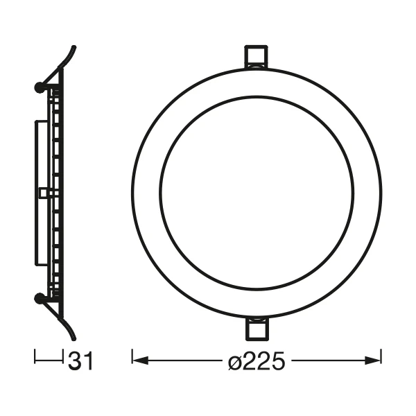 LEDVANCE RECESS SLIM DOWNLIGHT LED Lampada da soffitto, Ø 225mm, 220…240V, 22W / 3000K Bianco caldo - Image 3