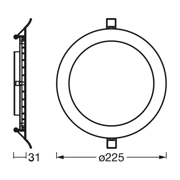 LEDVANCE RECESS SLIM DOWNLIGHT LED Lampada da soffitto, Ø 225mm, 220…240V 22W / 6500K Bianco freddo - Image 3