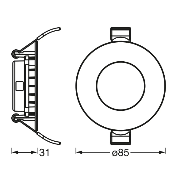 LEDVANCE RECESS SLIM DOWNLIGHT LED Lampada da soffitto, Ø 85mm 220…240V 4,50W / 3000K Bianco caldo - Image 3