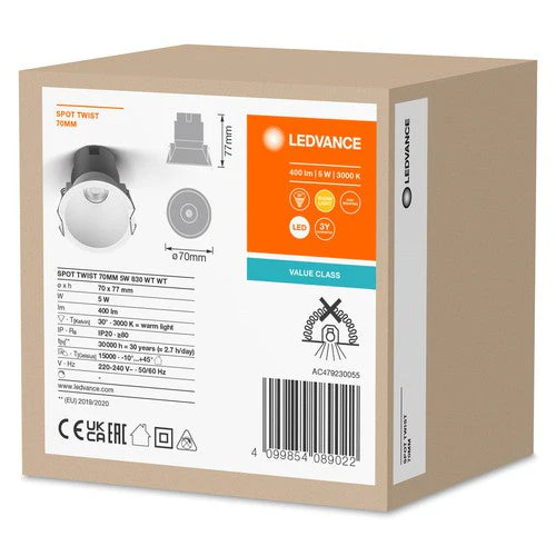 LEDVANCE SPOT TWIST Downlight Ø 70mm, bianco, 5W, 400lm, 830 WT - Image 4