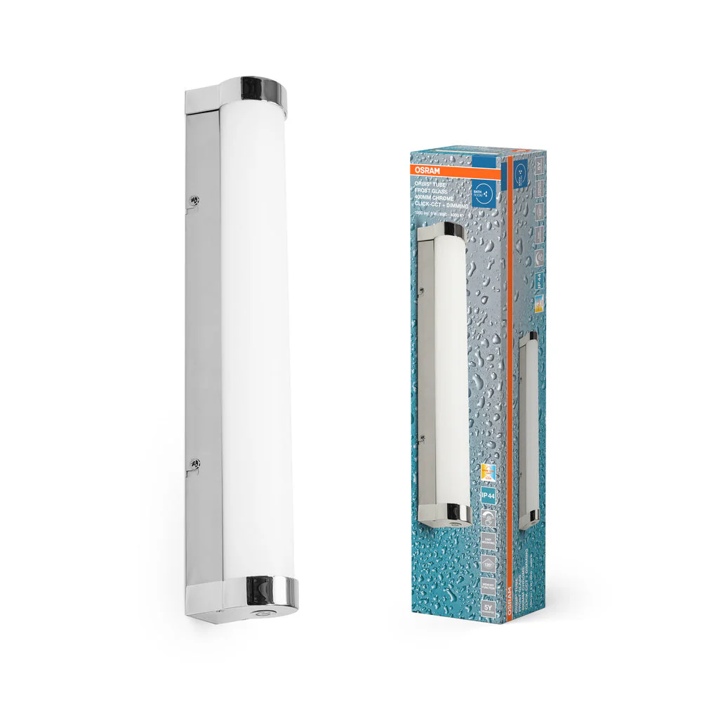 OSRAM ORBIS Tubo Specchio da bagno / Applique da parete Vetro satinato 9W 40cm dimmerabile Cromo