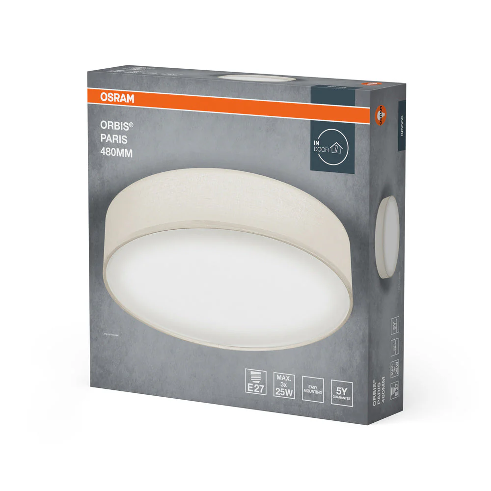 OSRAM ORBIS PARIS lampada da soffitto 480mm, beige, 3xE27 - Image 3