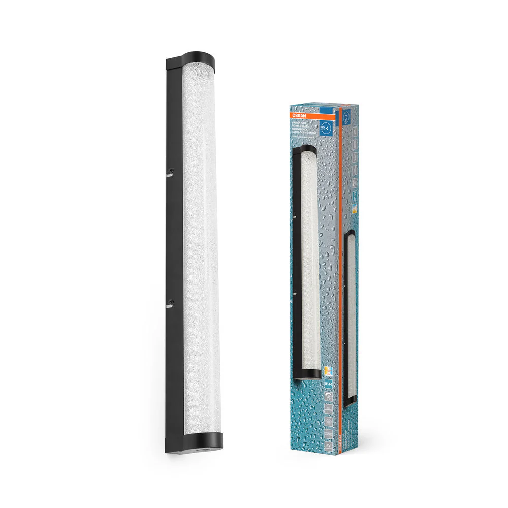 OSRAM ORBIS Tubo Specchio da bagno / Applique da parete Vetro a bolle 12W 60cm nero