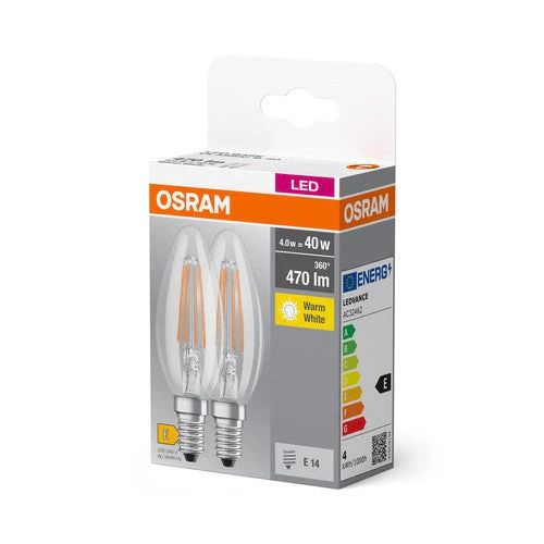 OSRAM BASE CL B FIL 40 Lampadina LED, 4W, 470lm, Bianco caldo, E14 - Image 3