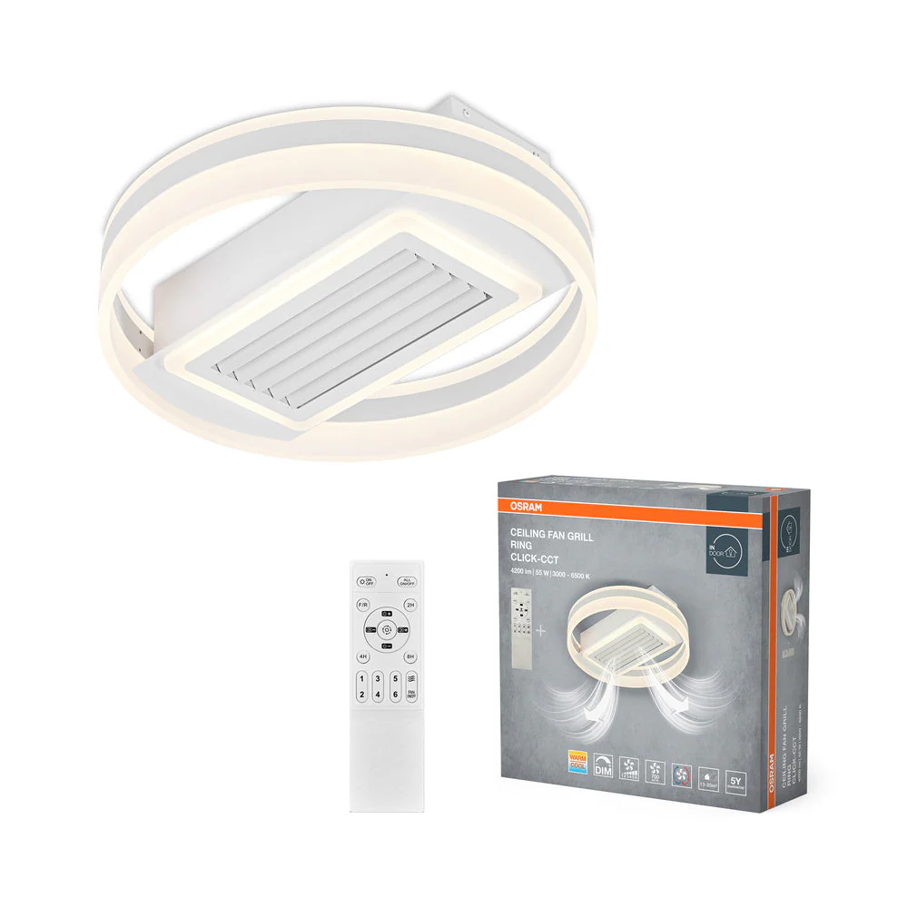 OSRAM LED Ventilatore da soffitto quadrato 55W CCT bianco 3000K-6500K