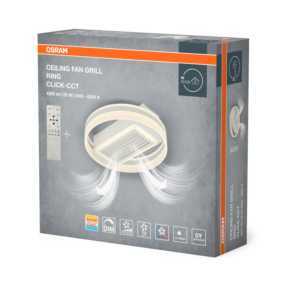 OSRAM LED Ventilatore da soffitto quadrato 55W CCT bianco 3000K-6500K - Image 3