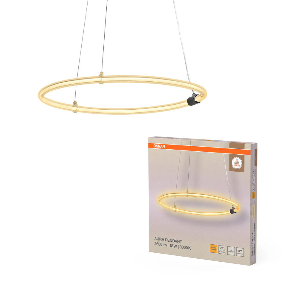 OSRAM DECOR Aura Lampada a sospensione, 18W, 3000K, 2000lm, Click DIM - Image 2