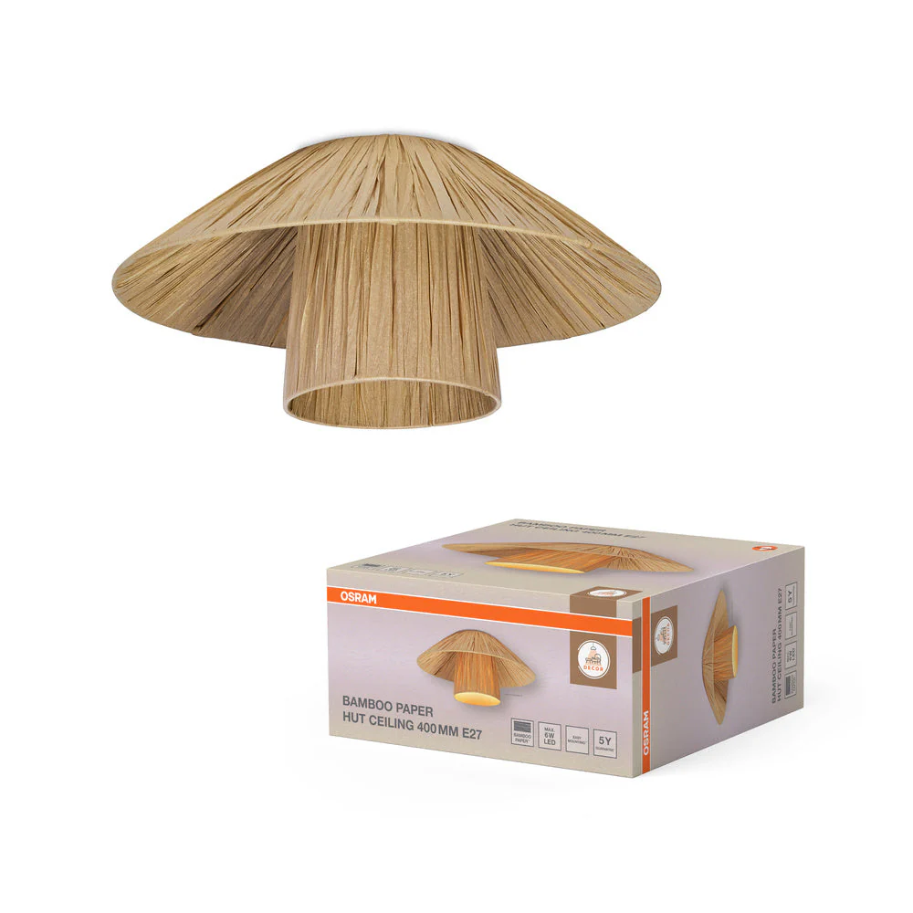 OSRAM DECOR Capanna di Carta di Bambù Lampada da Soffitto Marrone, 400mm, E27 - Image 2