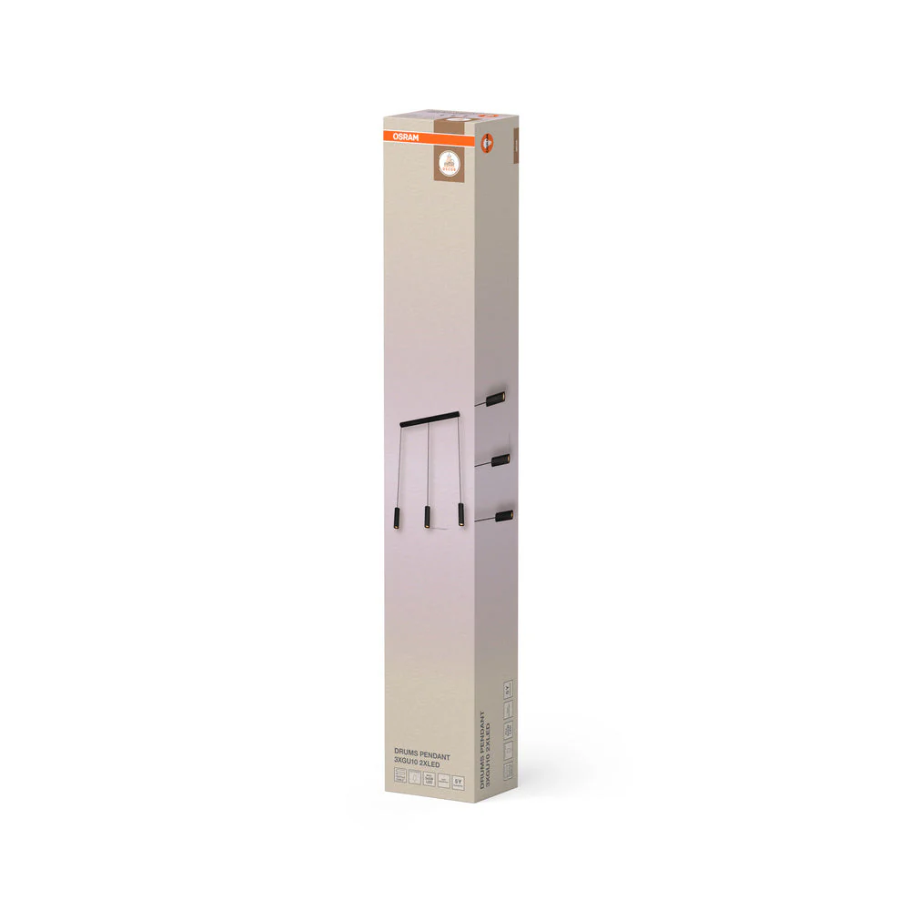 OSRAM DECOR Lampada a sospensione a tamburo LED nera, 3 fiamme, GU10 - Image 4