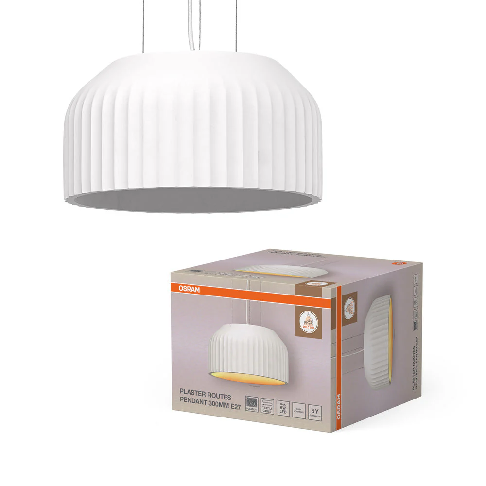 OSRAM DECOR Plaster Routes Lampada a sospensione Pendelleuchte 300 1xE27 Bianco - Image 2