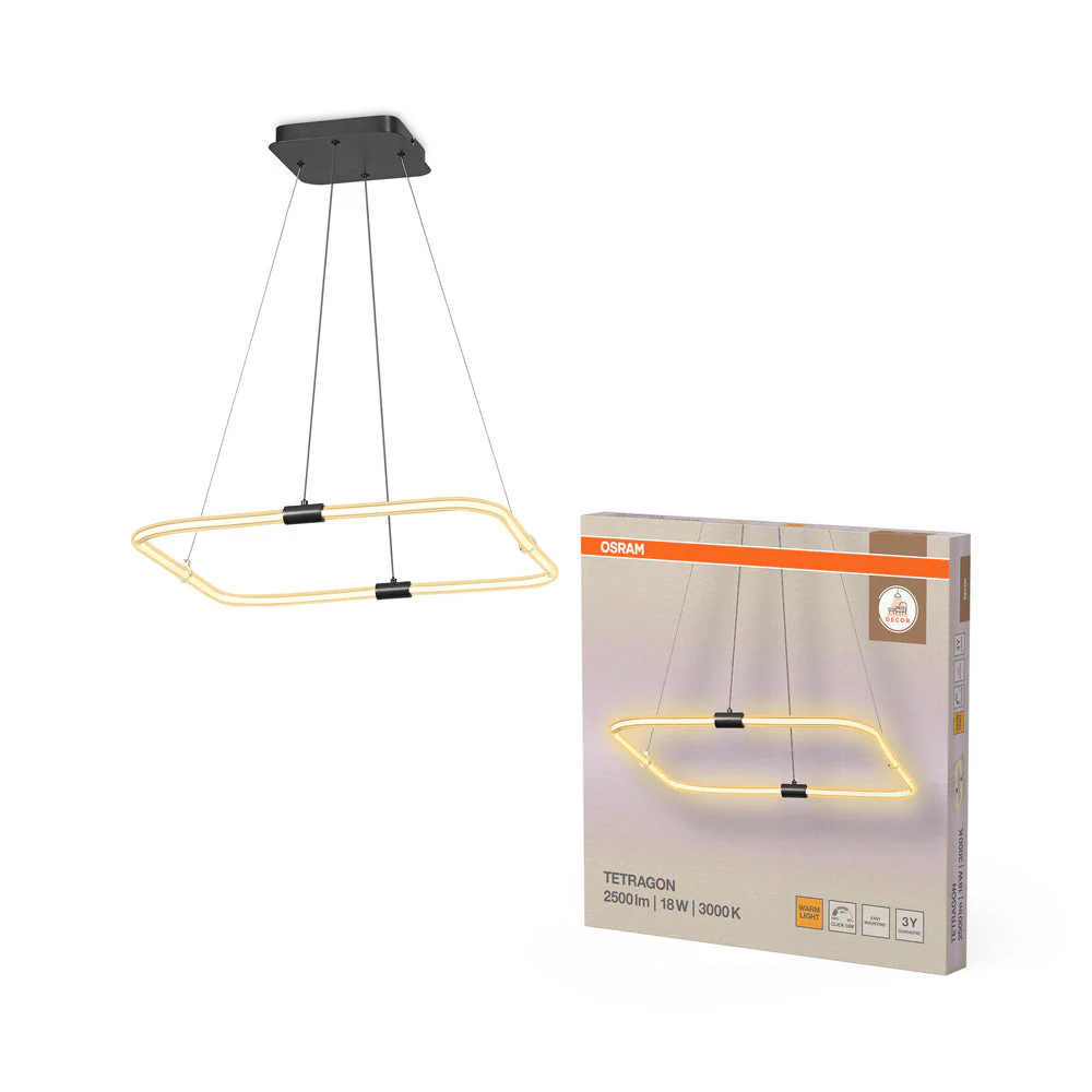 OSRAM DECOR Tetragon Lampada a sospensione, 18W, 3000K, 2000lm, Bianco caldo, Click DIM - Image 2