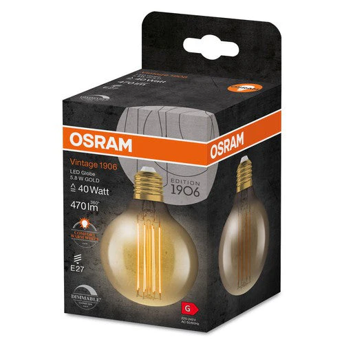 Lampade LED dimmerabili OSRAM, edizione vintage, ricambio da 40 watt, E27, G80, 2200 Kelvin, luce calda e confortevole, vetro trasparente, confezione singola - Image 3