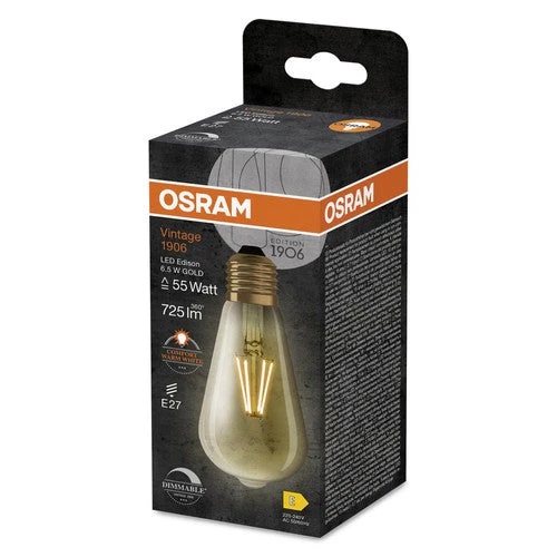 Lampadine LED dimmerabili OSRAM, Edizione Vintage, sostituzione 55 Watt, E27, forma ST64, 2400 Kelvin, bianco caldo comfort, vetro chiaro, confezione singola, E27 - Image 3
