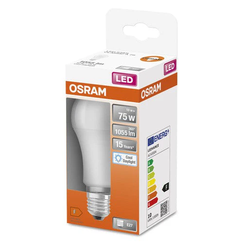 Lampade LED OSRAM, forma classica della lampadina, ricambio da 75 watt, E27, forma A, 6500 Kelvin, luce diurna fredda, opaca, confezione singola - Image 3