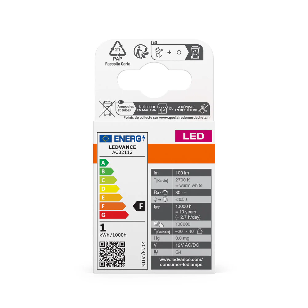 OSRAM LED Lampadina a spillo PIN Lampada Bianco caldo Chiaro, 12 V, 1 W, 27000 K, G4 Confezione da 5 - Image 3