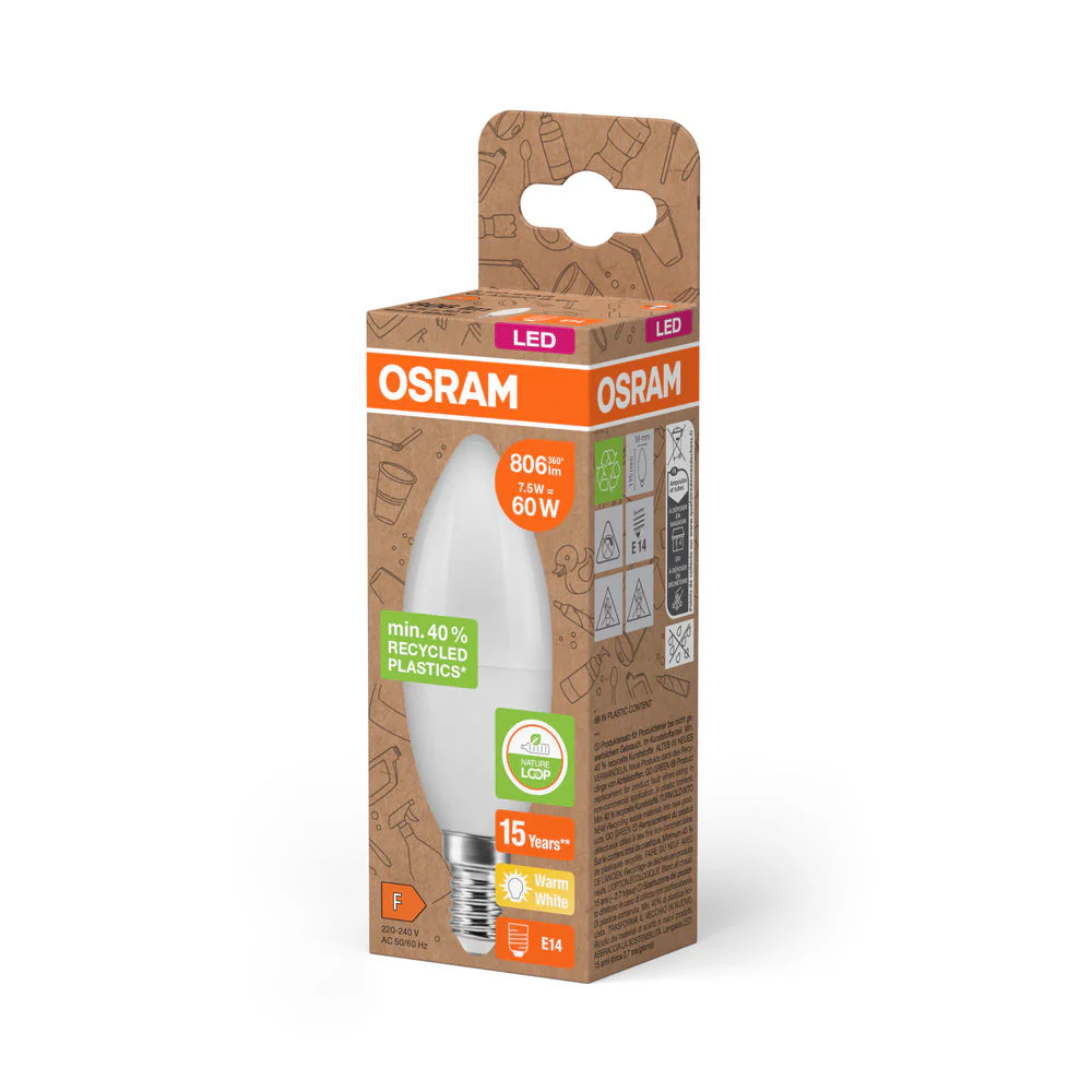 OSRAM LED Star Classic B 60 Lampada Plastica riciclata 7.5W Warmweiß Frosted E14 - Image 3