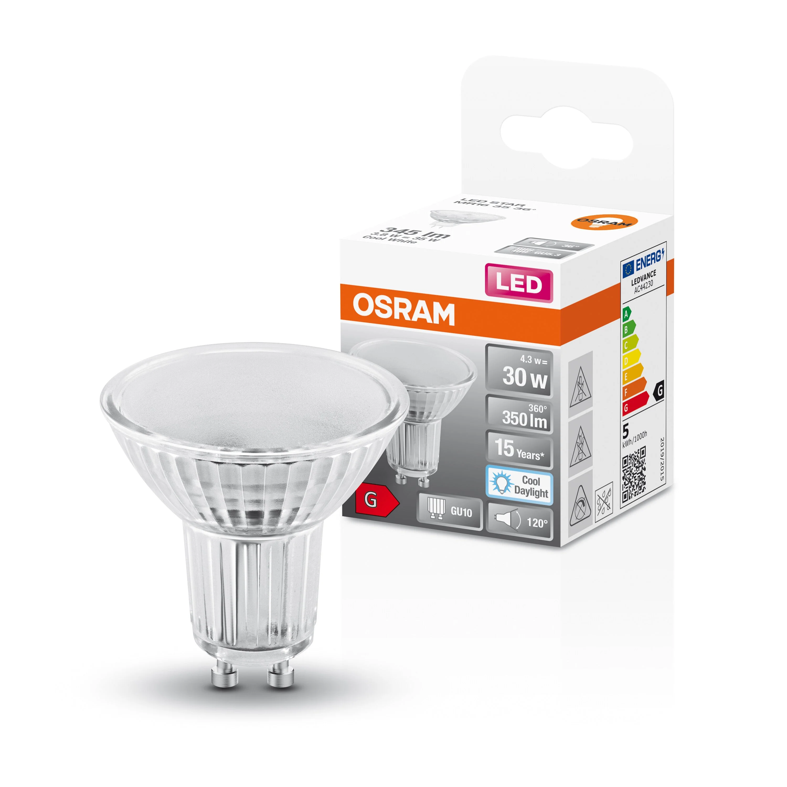 OSRAM LED Star Lampada Riflettore, 4.3W, 350lm, GU10, Luce diurna fredda