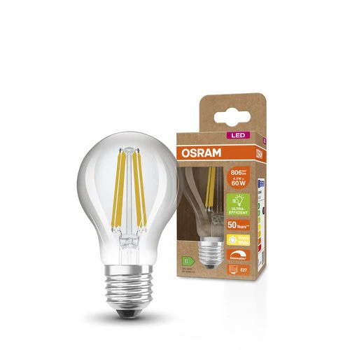 OSRAM SUPERSTAR+ CLASSIC A FIL 60 Lampadina LED, 4,3W, 806lm, Bianco caldo