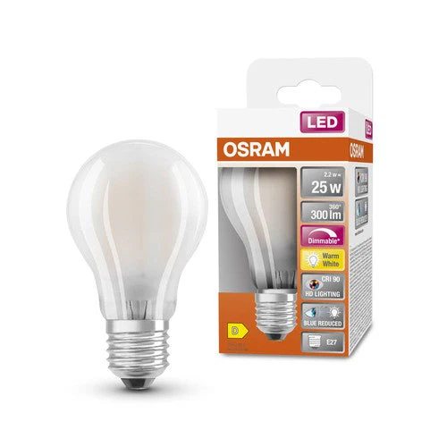 OSRAM SUPERSTAR+ CLASSIC A GLFR 25 Lampadina LED, 2,2W, 300lm, Bianco caldo