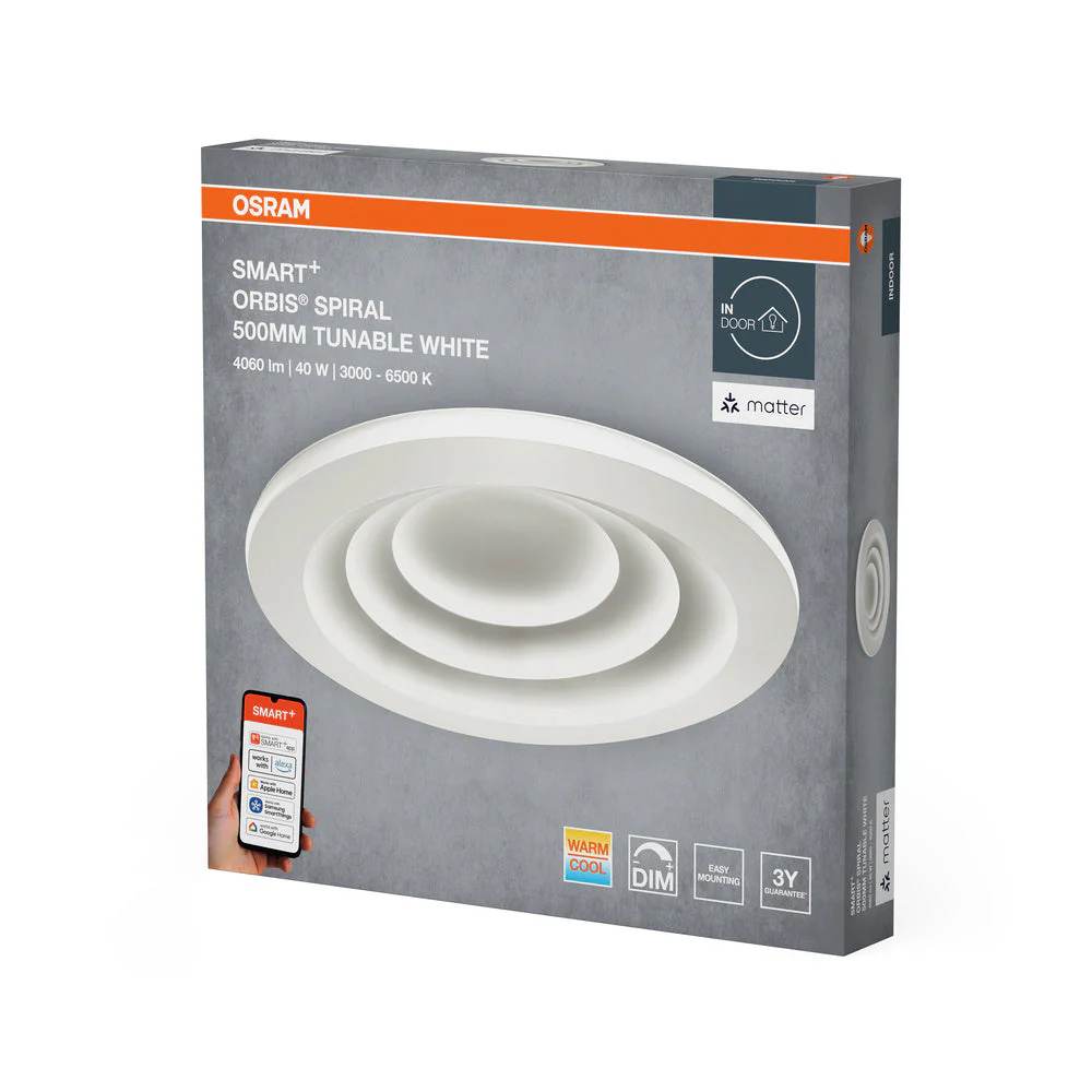 OSRAM Matter SMART+ Orbis Spiral LED lampada da soffitto regolabile bianco 50cm 32W / 3000-6500K grigio - Image 3