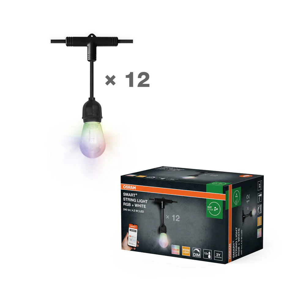 OSRAM SMART+ Catena luminosa WiFi da esterno, 4,5W, nero