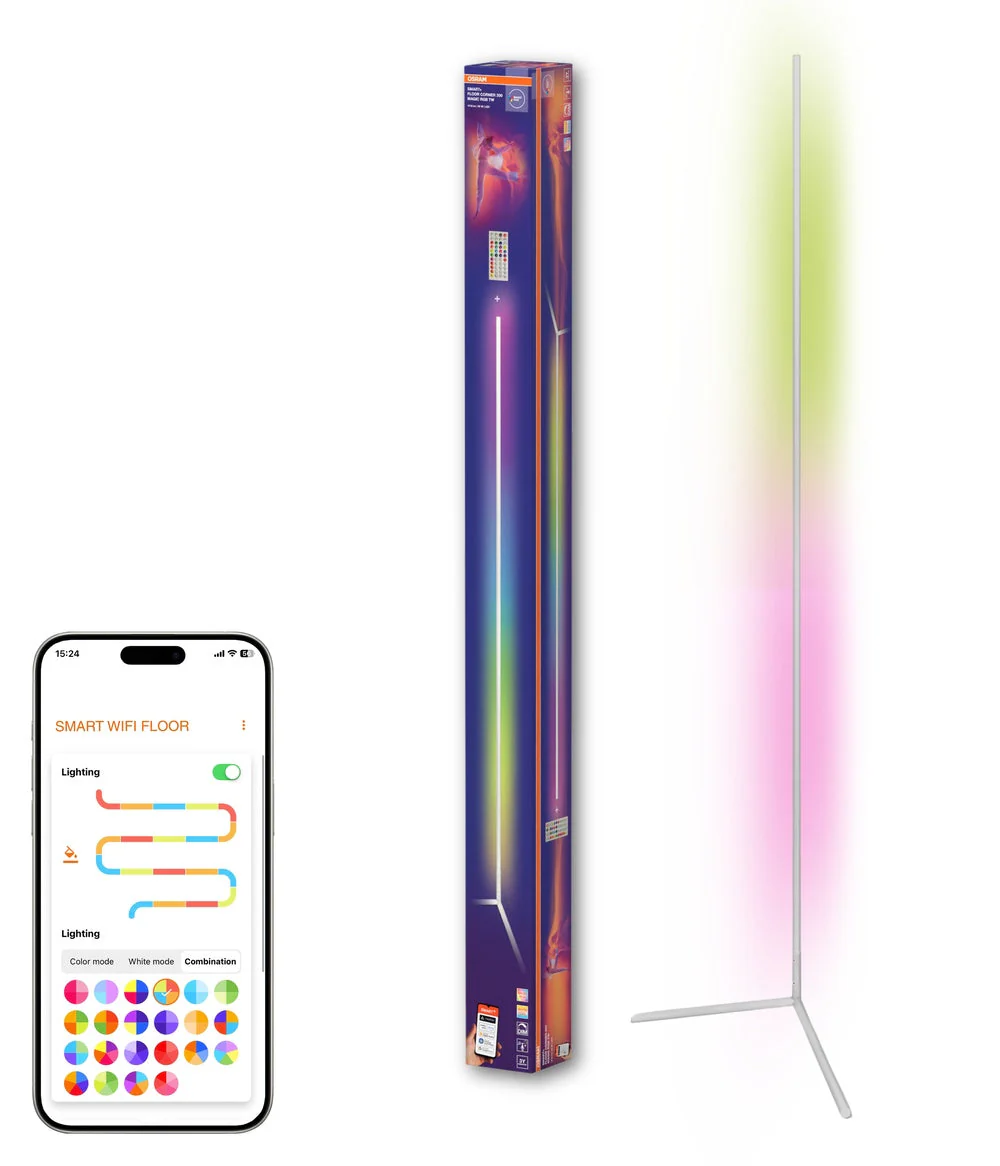 OSRAM Matter SMART+ Lampada da terra angolare sottile, con telecomando, bianco, 2000 mm, RGB + Tunable White (TW) - Image 5