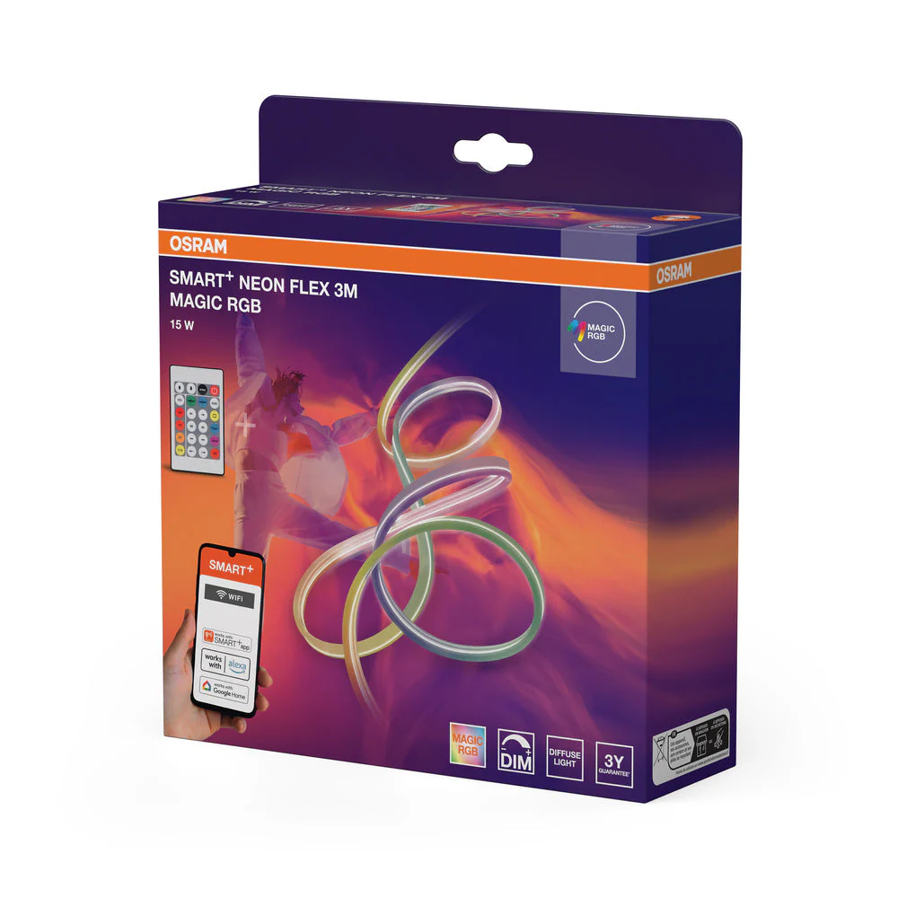 OSRAM Wifi SMART+ NEON FLEX MAGIC RGB striscia LED, 3m, 15W, con telecomando - Image 3