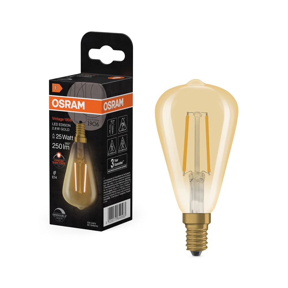 Vintage 1906 LED CLASSICO EDISON DIM 2.8W 822 ORO E14 1